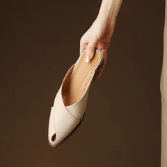 Hearujoy  2024 Summer Slippers Women Genuine Leather Shoes for Women Pointed Toe Low Heel Mules Elegant Sandals Women Slides Ladies Shoes