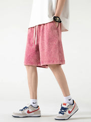 Hearujoy 2024 New Distressed Summer Shorts Men 320G Heavy Cotton Drawstring Harajuku Loose Sweatshorts Male Casual Short Pant Streetwear