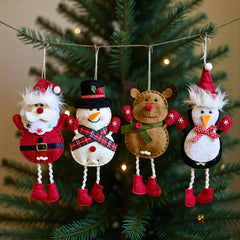 YICKYUE  -  Christmas Long-Legged Decorative Ornaments Featuring Santa Claus, Snowman, Reindeer, And Penguin Design For Hanging On Xmas Tree