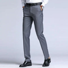 HEARUJOY  -  Men's Casual Suit Trousers Pants Office Wear Straight Leg Cotton Linen Blend Zipper Fly Faion Urban Sle All Season
