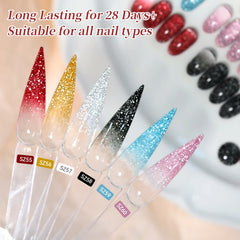 YICKYUE  -  Purple Glitter Reflective Gel Polish 10ml Red Black Silver Sparking Glitter Nail Art Crystal Soak Off Varnish Salon