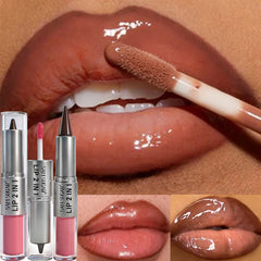 YICKYUE  -  1 Pcs Double Head Matte Lips Contour Outlining Lip Gloss Waterproof and Long Lasting Sexy Korean Water Light Lipstick Cosmetics