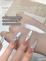 YICKYUE  -  16ml Sparkling NO GRAY Cat Eye Gel Nail Polish Reflective Magnetic Gel White Color Soak Off UV Permanent Seedling Varnish Nail