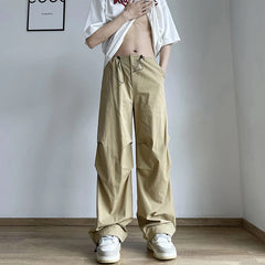 Hearujoy Parachute Pants Men Japanese Wide Leg Trousers Male Summer Loose Casual Quick Drying Streetwear Hip Hop Pleated