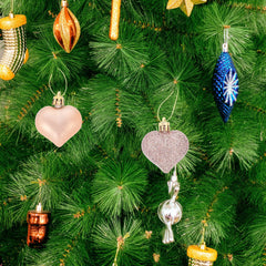YICKYUE  -  24Pcs Valentines Day Heart Ornaments Shatterproof Glitter Hanging Baubles Electroplated Shine Festive Romantic Decor for Window