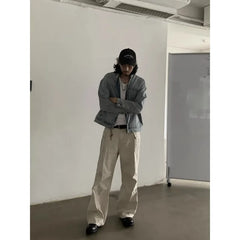 HEARUJOY  -  American Retro Loose Straight Overalls Men's Spring Autumn Multi-pocket Casual Trousers Casual Pants