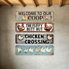 YICKYUE  -  2D Flat, 4pcs Retro Chicken Coop & Farmyard Humor Metal Sign Set, Rustic Farmhouse Decorative Plaque & Ornament,Poultry Owners