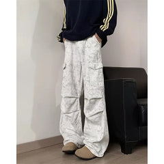 HEARUJOY  -  Vintage American Trendy Men's Workwear Pants Loose Pleated Wide Leg Design Sense Dyed Autumn Small ence Deserted