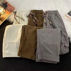 HEARUJOY  -  Men Casual Pants High Waist Full Length Pant Wide Leg Pants Pockets Loose Solid Spring 2025 New Sports Patchwork High Street