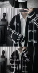 HEARUJOY  -  Street Plaid Cardigan Sweater Hong Kong Style Loose Jacket