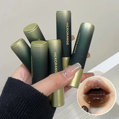 YICKYUE  -  Chocolate Brown Jelly Lipstick Mirror Water Lip Gloss Dark Red Moisturizing Lip Tint Lasting Non-stick Cup Easy To Color Makeup