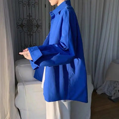 YICKYUE  -  Spring Autumn Hong Kong Style Solid Long Sleeved Korean Version Men's Clothing Trendy Loose Plus Size Handsome Casual Y2K Shirts