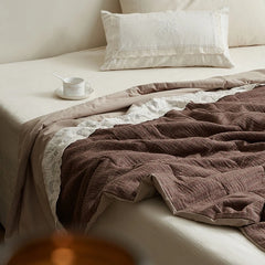 YICKYUE  -  Japanese Quilts Pure Cotton Gauze Embroidered Lace Soybean Fiber Filling Quilt Summer Cooling Blanket Double Bed Thin Comforter