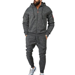 HEARUJOY  -  Men Sets Sweatshirts Cardigan Zipper Hooded Hoodies Skinny Pencil Pants Two Pieces Pockets Draw String Sports Casual Spring