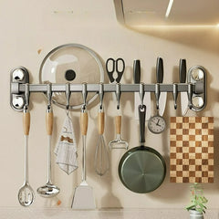 YICKYUE  -  Suction Cup, Kitchen Hook, No Punching Rack, Hanging Rod, Spatula, Spoon, Knife Integrated Wall-mounted Storage Rack