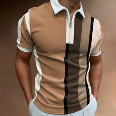 YICKYUE  -  Male Summer Striped Splice Print T Shirt Turn Down Short Sleeve Tops T Shirt Mens Small T Shirts Male Tshirt Summer Ropa Hombre