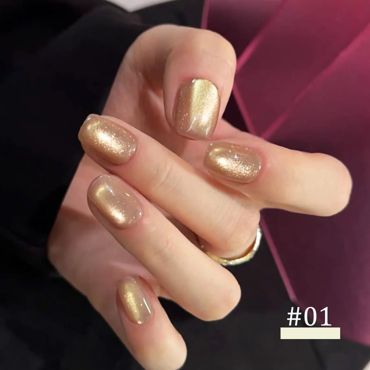 YICKYUE  -  1pcs PSK Whitening Sunset Rose Glass Bead Cat Eye Gel Nail Polish Popular Rosy Golden Brown Cat Eye Valentine's Day Nail Art