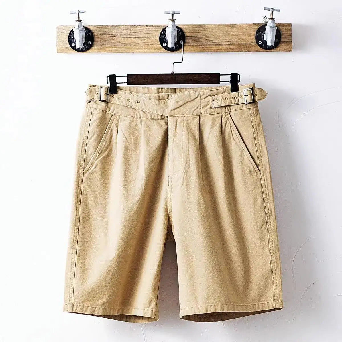 HEARUJOY  -  Vintage Gurkha Shorts Men Safari Style High Waist Buckle Button Knee Length Naples Pants Summer Casual Loose Shorts High Quality