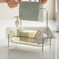 YICKYUE  -  Kitchen Rag Drain Rack Stainless Steel Storage Basket Sponge Dishcloth Storage Rack Sink Poolside Shelf