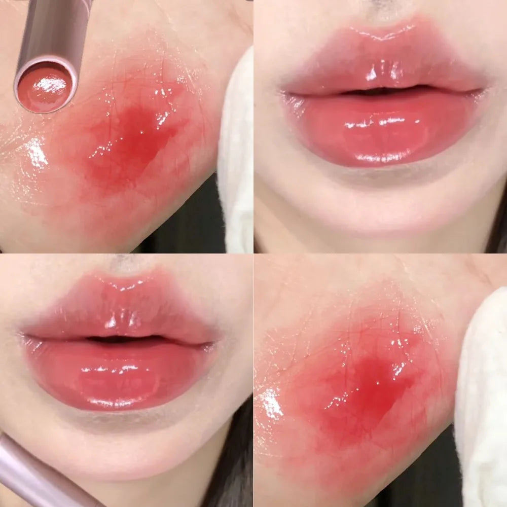 YICKYUE  -  Diamond Pink Glitter Solid Jelly Lip Gloss Pen Moisturizing Mirror Water Lipstick Light Film-forming Non-Fading Gloss Cosmetic