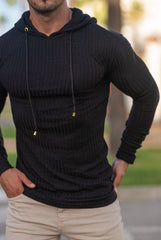 HEARUJOY  -  Men's Slim-Fit Long-Sleeve Hoodie Knit Sports Pullover Autumn Winter New Style Casual Solid-Colored Base Layer