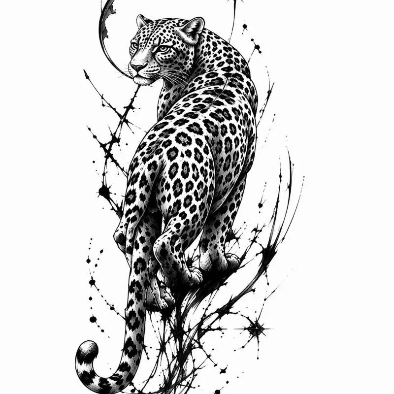 YICKYUE  -  Herbal Leopard Pattern Temporary Tattoo for Woman Man Sticker Waterproof Realistic Arm Leg Body Art Tattoo Stickers Lasting