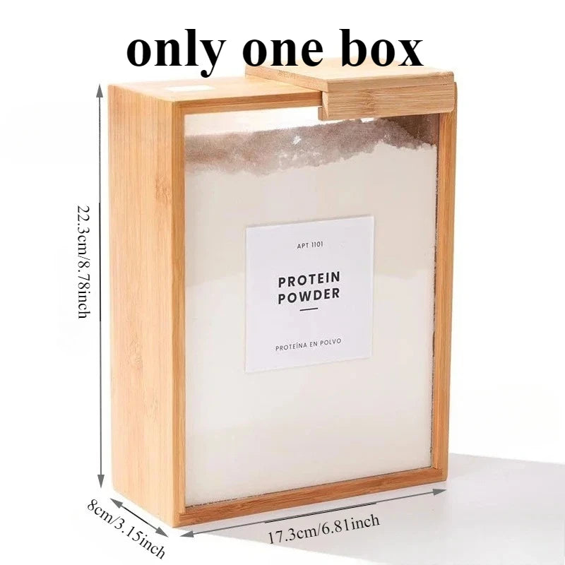 YICKYUE  -  Natural Bamboo Cereal Container, Kitchen Storage Box for Grain, Rice, Nuts & Dry Food