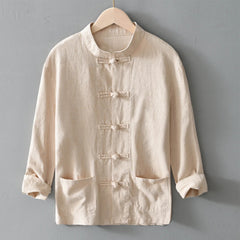 HEARUJOY  -  Comfy Fashion Leisure Men T-shirts Kung Fu Long Sleeve Plus Size Shirts Traditional Breathable Buckle Button Up