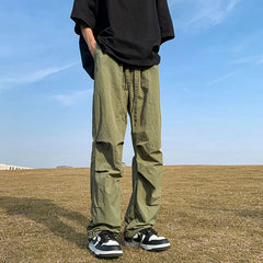 Hearujoy Summer Cargo Pants Men Black Wide Cargo Trousers Male Green Casual Loose Japanese Korean Streetwear Hip Hop Safari Style