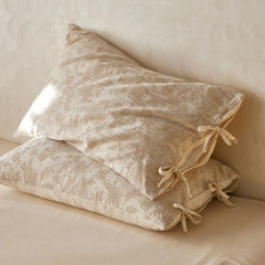 YICKYUE  -  2PCS Cotton Linen Pillowcase Plant Flower Pure Cotton Embroidered Pillow Cover Linen Single Pillow Core Case 48x74cm