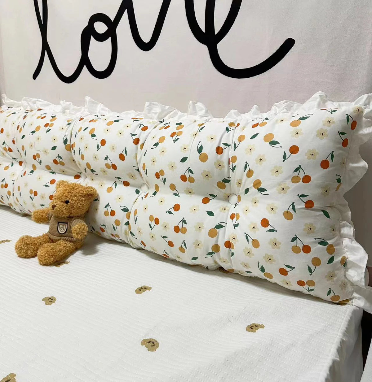 YICKYUE  -  Simple Bedside Bow Bag Pillow Small Fresh and Comfortable Waist Protection Cushion Removable and Washable Large Backrest Tatami