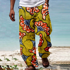 HEARUJOY  -  Men Casual Long Pants Men African Dashiki Traditional Casual Trouser Summer Hawaii Holiday Ankara Beach Floral Pants 남자 여름바지