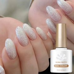YICKYUE  -  10ml Dancing Flake Jelly Gel Polish White Pink Sparkling Glitter Semi Permanent Soak Off For Nails Art Manicure