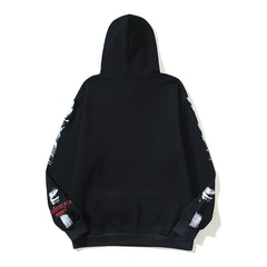 Hearujoy Retro Distressed Graffiti Letter Embroidery Washed Black Sweatshirts Mens and Womens Pullover Ropa Hombre Baggy Hooded Hoodies