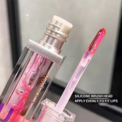 YICKYUE  -  Clear Hydrating Lip Oil Silicone Head Moisturizing Transparent Plumping Lip Gloss Jelly Glossy Tinted for Lip Care Balm Liquid