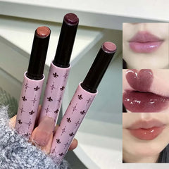 YICKYUE  -  Low Saturation Lip Glaze Water Light Mirror Shiny Grey Pink Purple Solid Lip Gloss Hydrating Brighten Film-forming Nude Lipstick