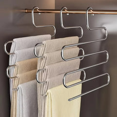 YICKYUE  -  3pcs/Stainless Steel Trouser/Skirt Hanger with Fixed Clamps - Non-Slip, Heavy-Duty, for Wardrobe Organization and Storage