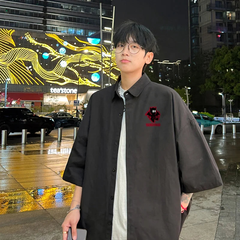 YICKYUE  -  Men's Oversized Shirts Fashion 5XL White Mens Blouse Anime Print Oversize Shirt Casual Wear Summer for Men New Clothing