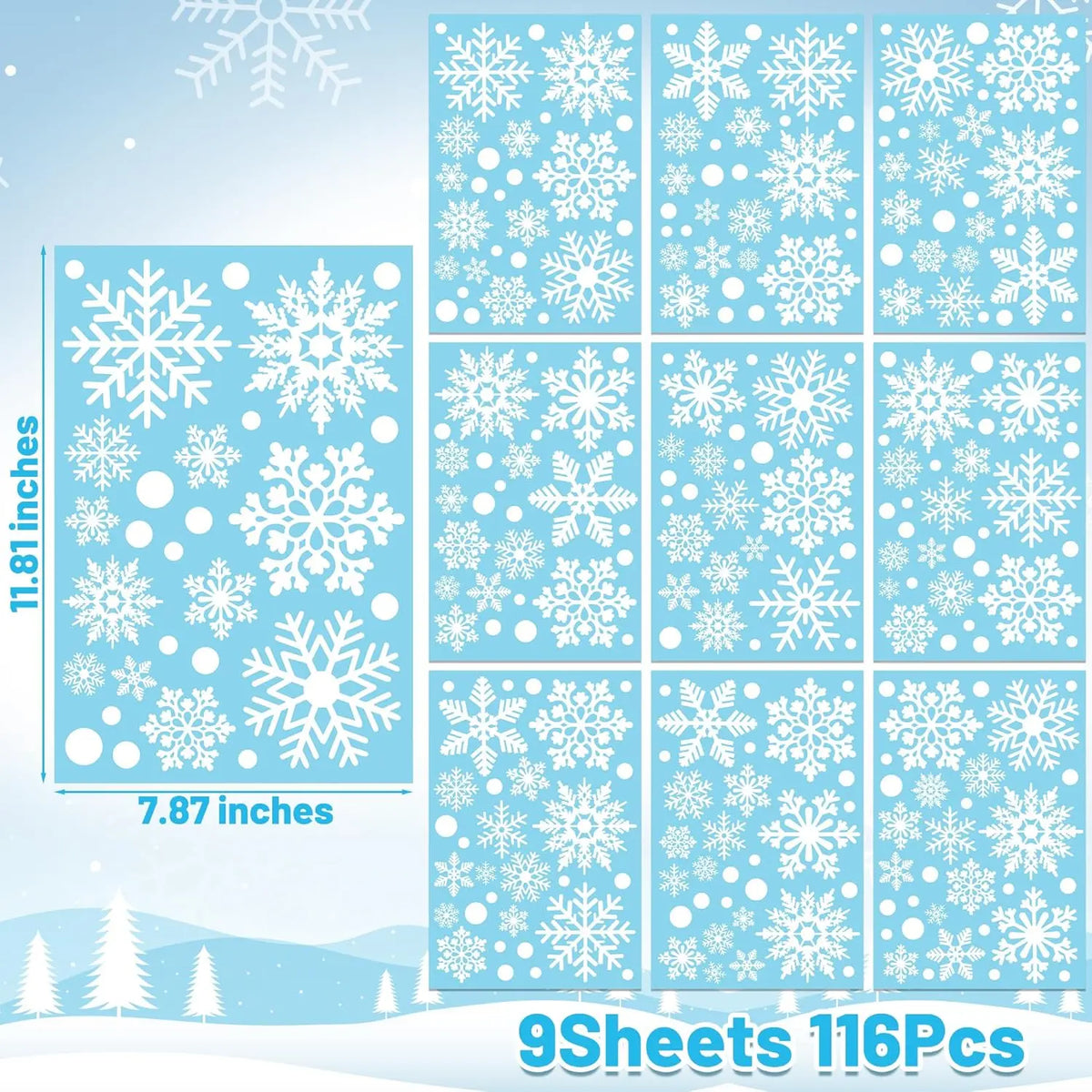 YICKYUE  -  Christmas Decoration Snowflake Window Clings, Glueless PVC Wall Stickers, for Windows Glass for Christmas New Year Winter Party