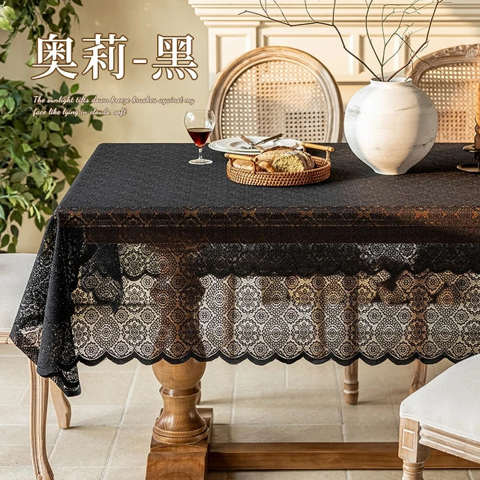 YICKYUE  -   Lace tablecloth white retro round table square tablecloth coffee table household French cover