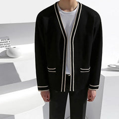 Hearujoy Autumn Clothing Men's Luxury Knitted V Neck Cardigan Sweater Long Sleeve Streetwear Leisure Coat Fashion Korean Knitwear