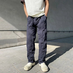 Hearujoy Mens Casual Pleated Straight Pants Genderless 2024 Summer New Arrival Fashion Personalized Solid Color Versatile Pants Unisex