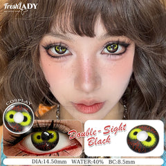 YICKYUE  -  2pcs Cosplay Color Contact Lenses Yellow Black Soft Contact Lenses Halloween Role Play Party Crazy Cosmetic Lense 14.50mm