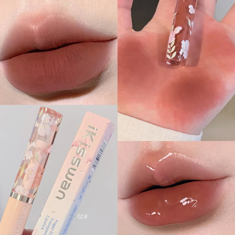 YICKYUE  -  6 Color Velvet Lip Gloss Glossy & Matte Dual-End Texture Smooth Non-Sticky Lip Tint Nude Makeup for Women Lasting Lipgloss Stain