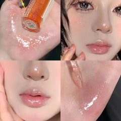 YICKYUE  -  Sparkling Glitter Lip Oil Moisturizing Hydrating Clear Transparent Grape Purple Mirror Water-Glossy Lip Glaze Makeup Plump Lips