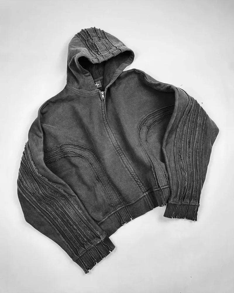Hearujoy Y2K trend Street hip hop jumper Jacket Vintage wash patchwork furred fashion men zipper hoodie Gothic loose casual sweatshirt