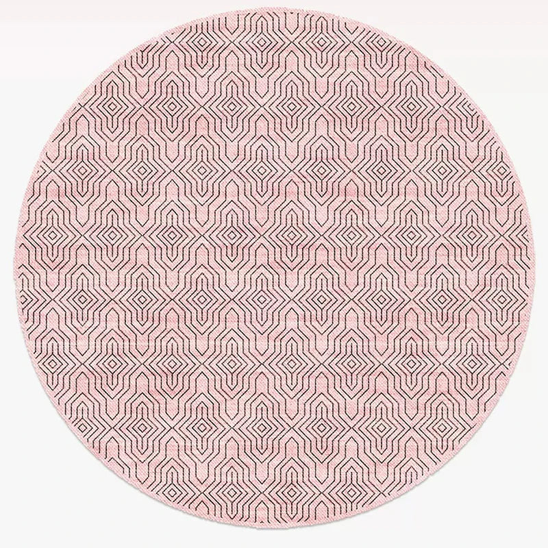 YICKYUE  -  Round Living Room Carpet Stain-resistant Wear-resistant Floor Mat Modern Sophisticated Pink Leopard-print Rug Home Decor Rugs