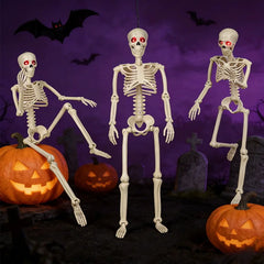 YICKYUE  -  90cm Movable Joints Halloween Skeleton,Simulation Skeleton with Glowing Eyes And Scary Sound for Halloween Decoration