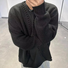 HEARUJOY  -  Vintage Overweight Pounds Mens Cardigan Sweater Luxury Design Jacquard Weave Hand Knitted Tops Autumn Winter Wool Knitwear Coat