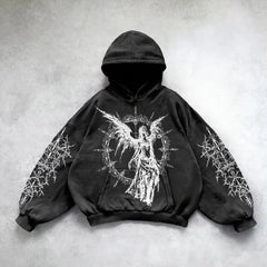 Hearujoy Harajuku y2k tops oversized sweatshirt hoodie goddess print hoodies women goth new couples goth streetwear gothic clothes